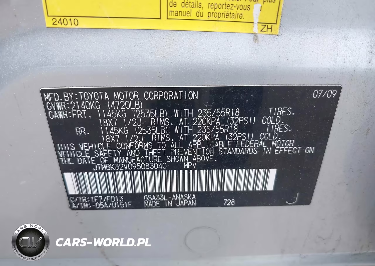 2009 Toyota Rav4 Sport V6 VIN:JTMBK32V095083040 - 9