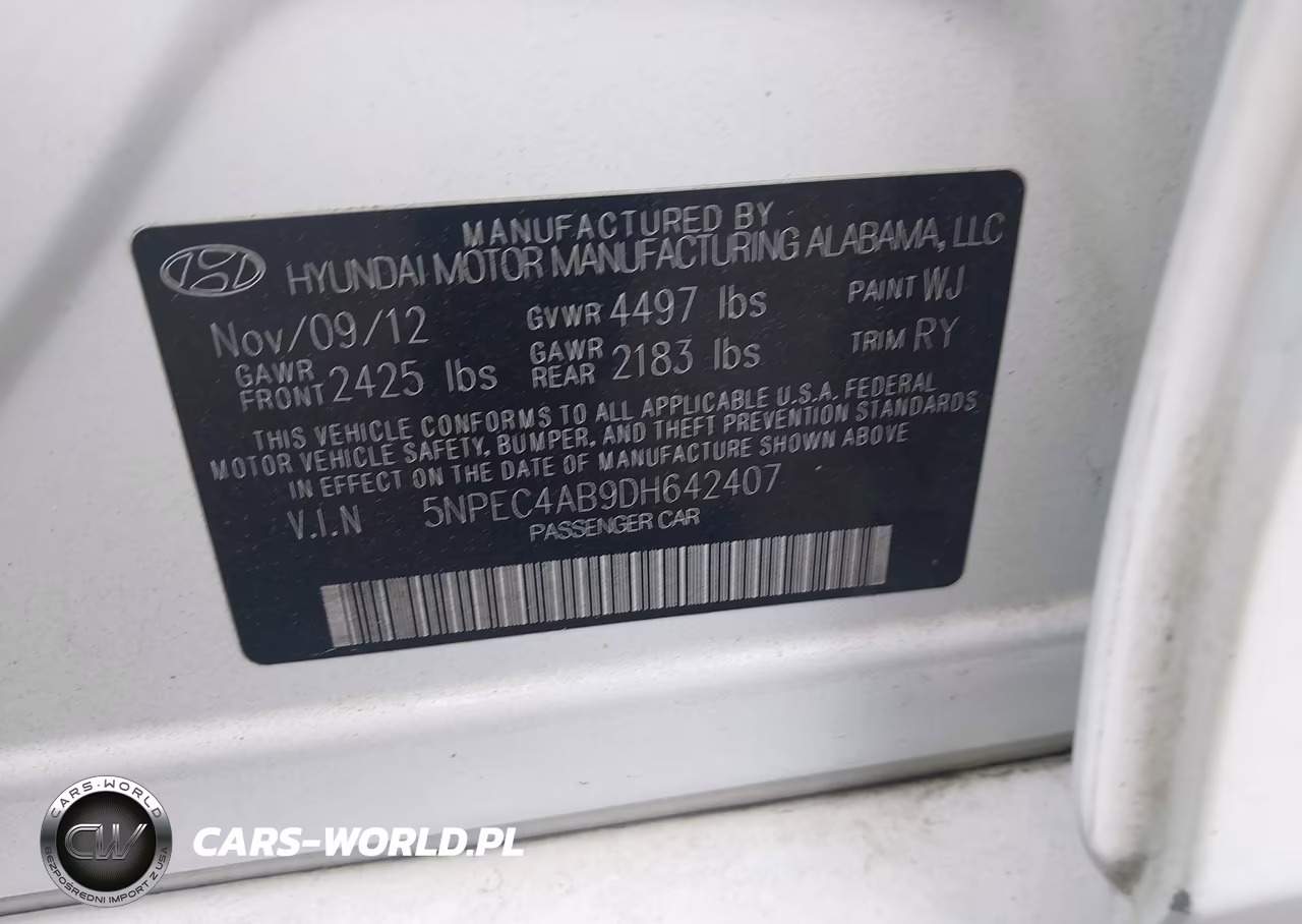 2013 Hyundai Sonata Se 2.0T VIN:5NPEC4AB9DH642407 - 9