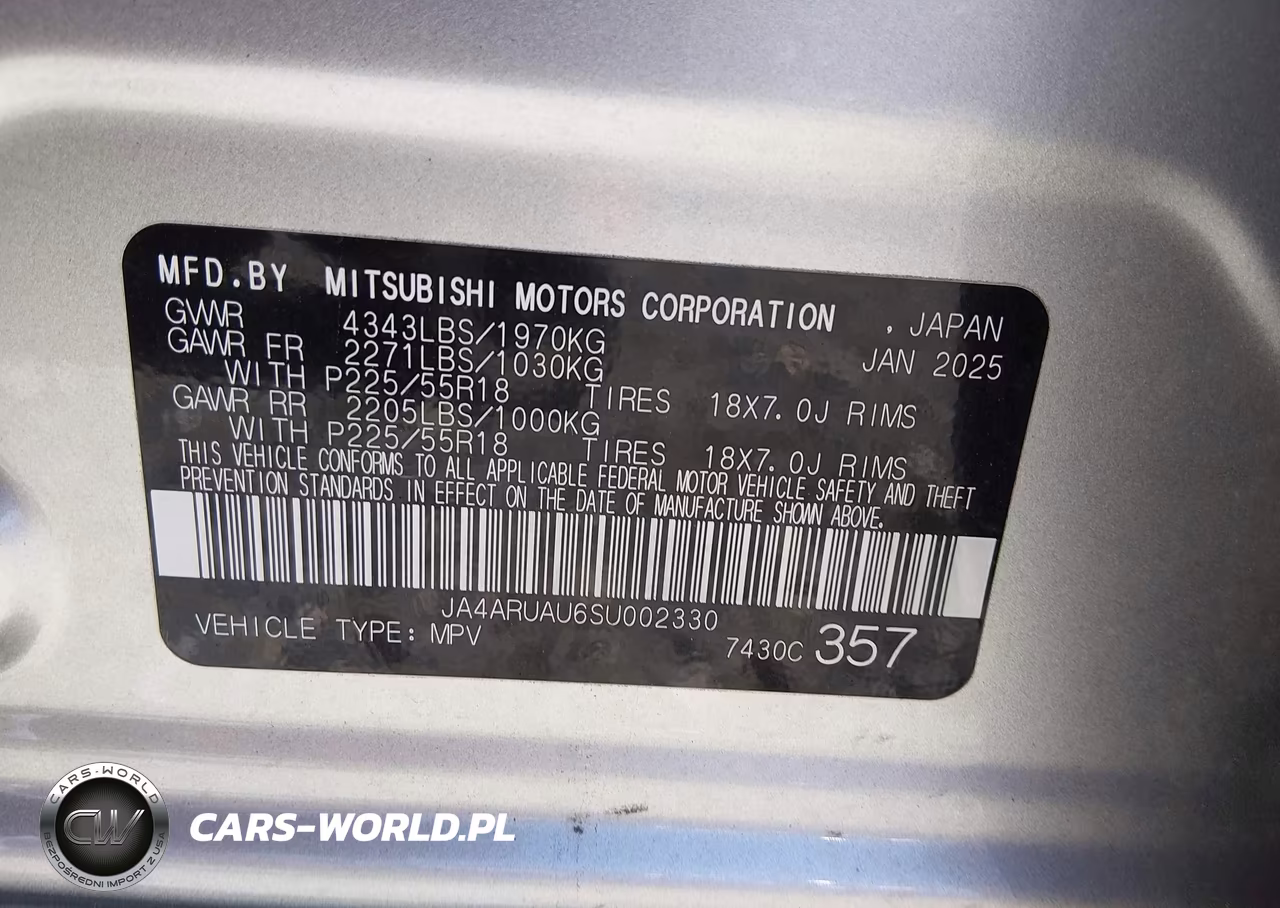 2025 Mitsubishi Outlander Sport 2.0 Es Awc-2.0 Le Awc-2.0 S Awc-2.0 Se Awc-2.0 Trail Edition Awc VIN:JA4ARUAU6SU002330 - 9