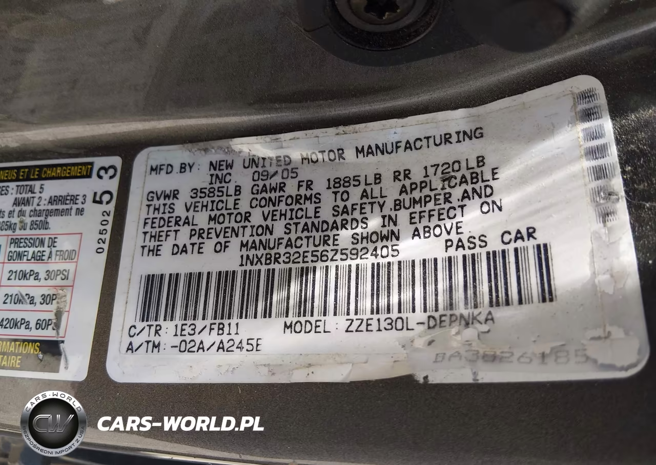 2006 Toyota Corolla Le VIN:1NXBR32E56Z592405 - 9