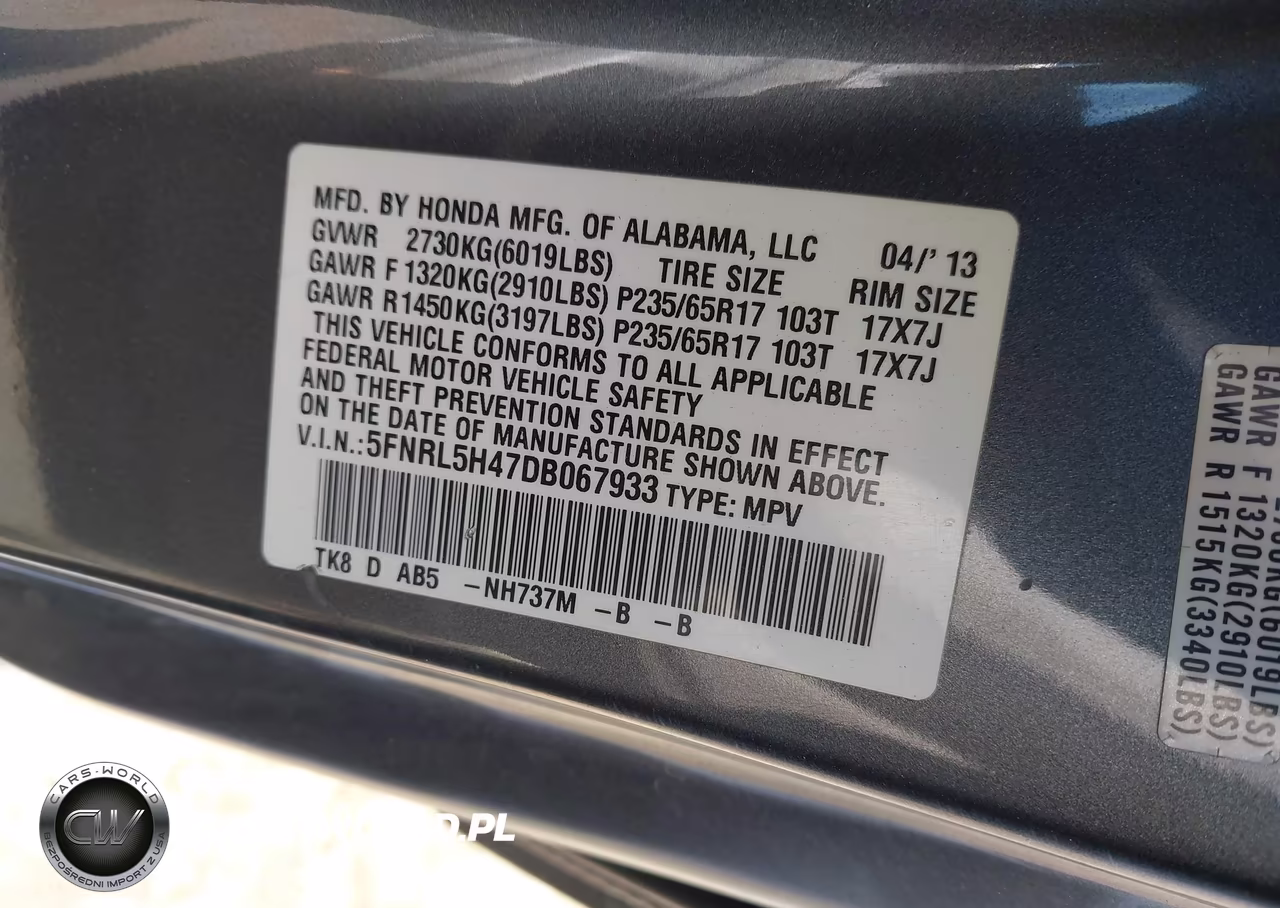 2013 Honda Odyssey Ex VIN:5FNRL5H47DB067933 - 9