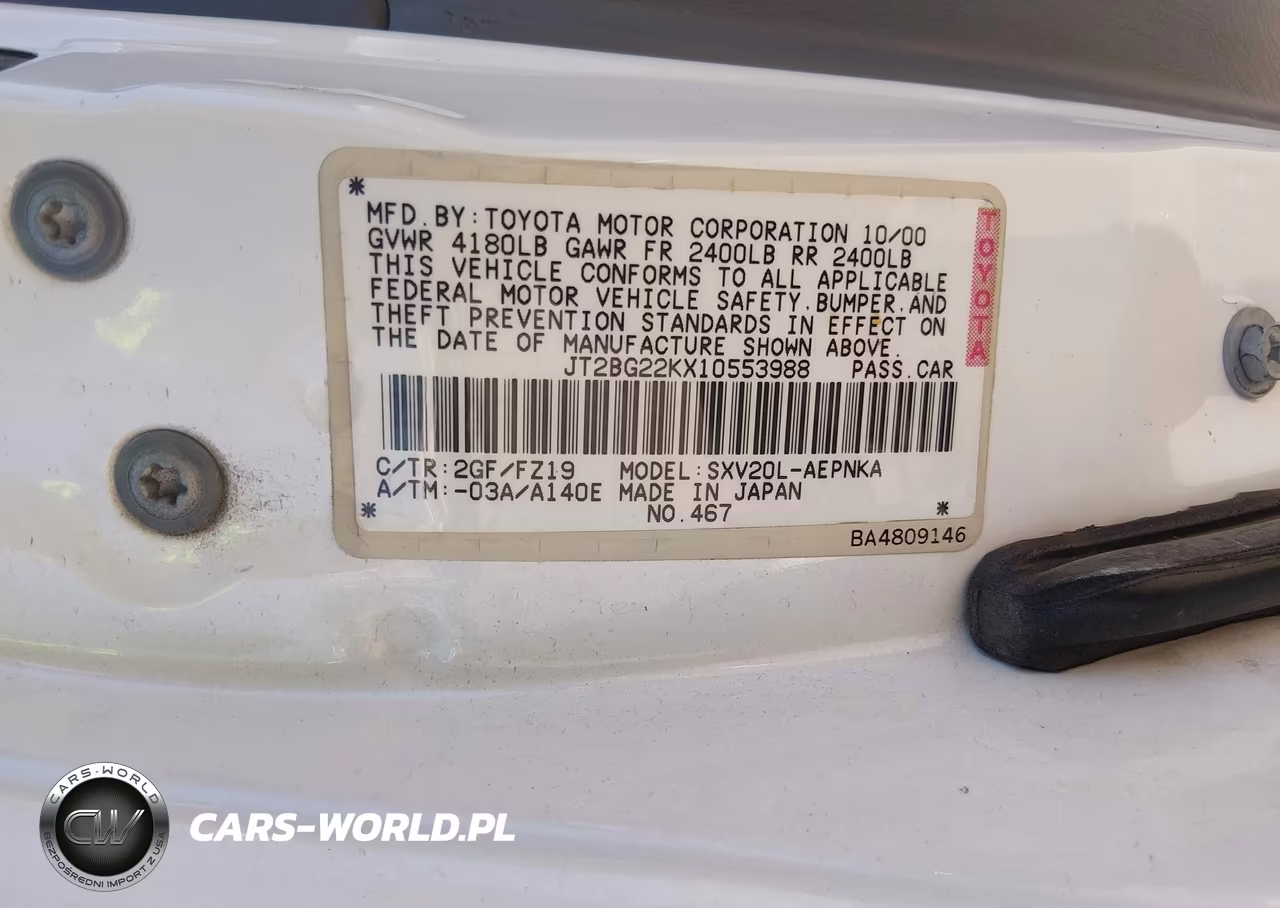 2001 Toyota Camry Le VIN:JT2BG22KX10553988 - 9