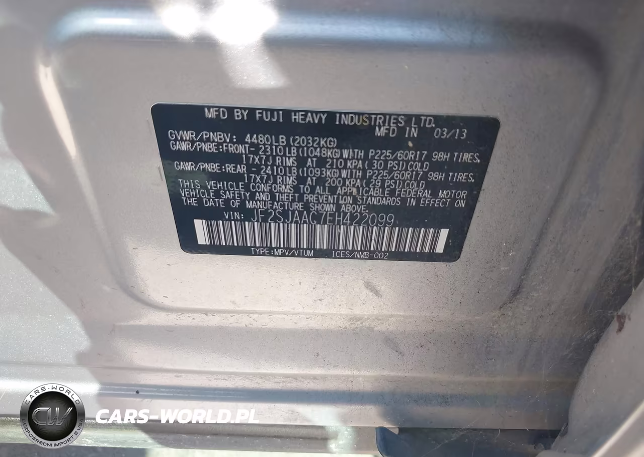 2014 Subaru Forester 2.5I VIN:JF2SJAAC7EH422099 - 9