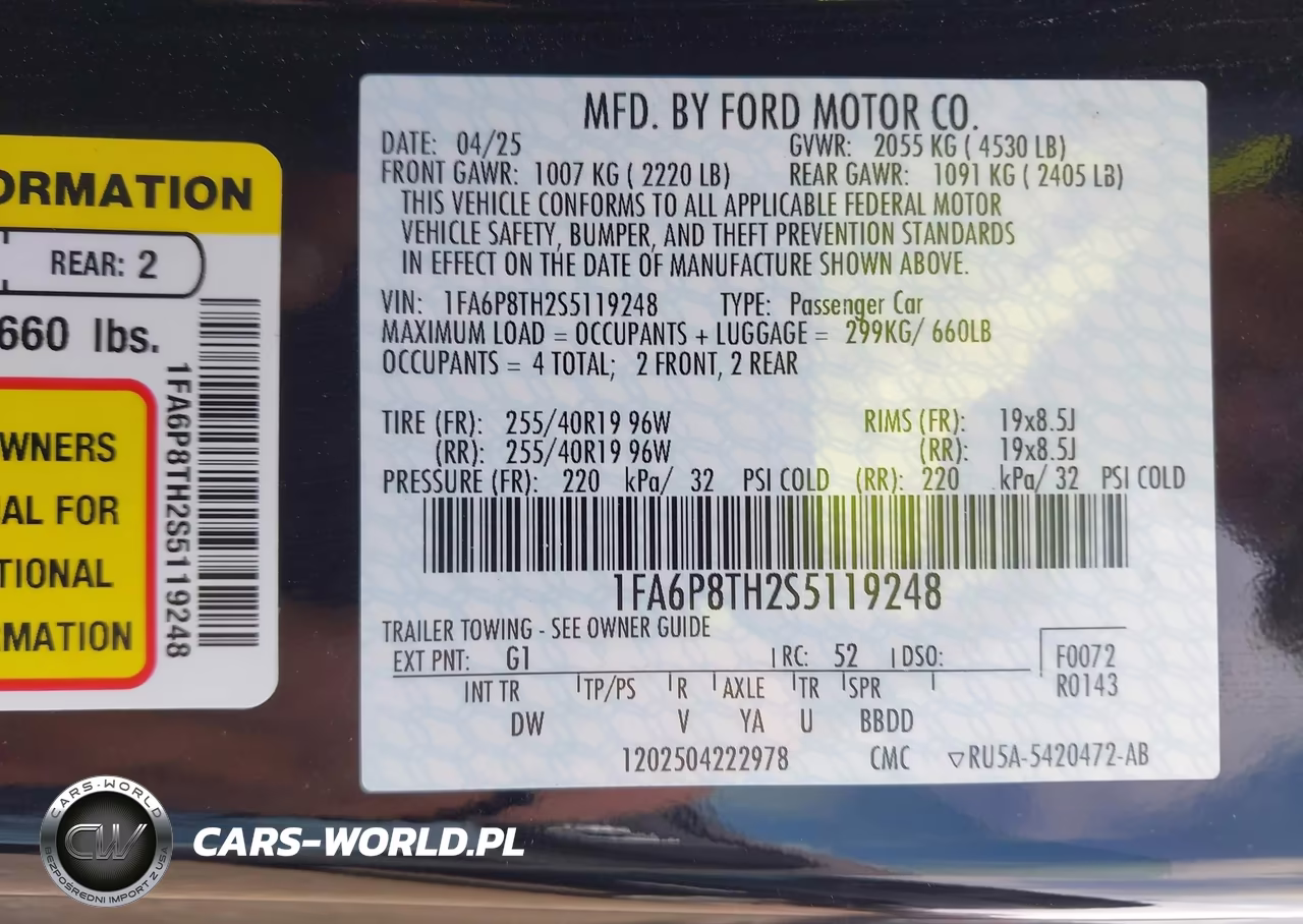2025 Ford Mustang Ecoboost Fastback VIN:1FA6P8TH2S5119248 - 9