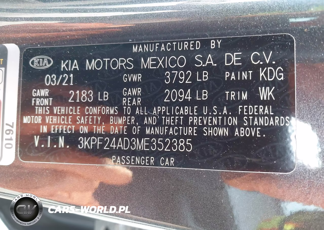 2021 Kia Forte Lxs VIN:3KPF24AD3ME352385 - 9