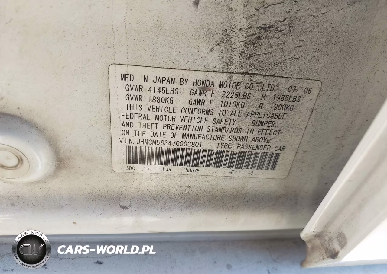 2007 Honda Accord 2.4 Se VIN:JHMCM56347C003801 - 9
