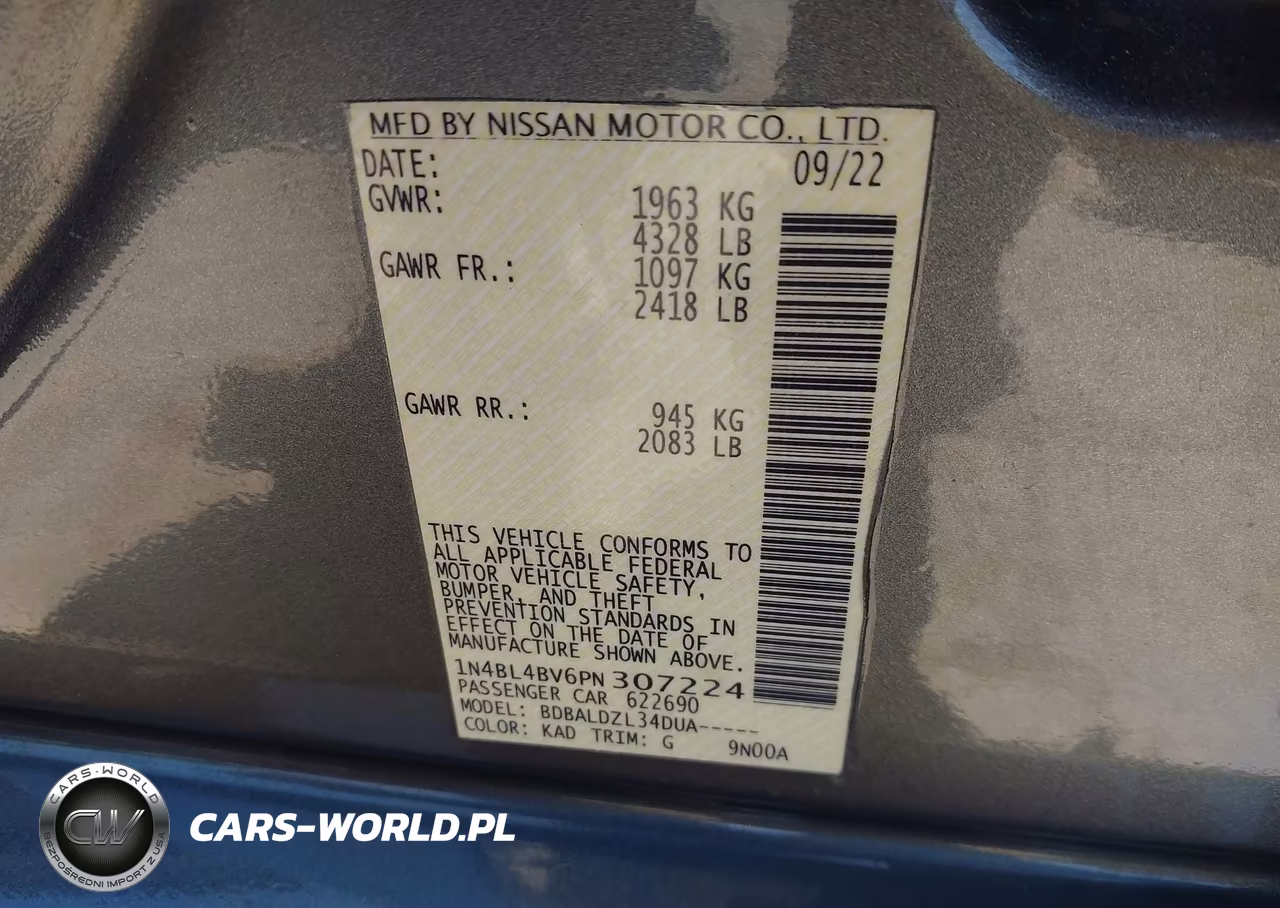 2023 Nissan Altima S Fwd VIN:1N4BL4BV6PN307224 - 9
