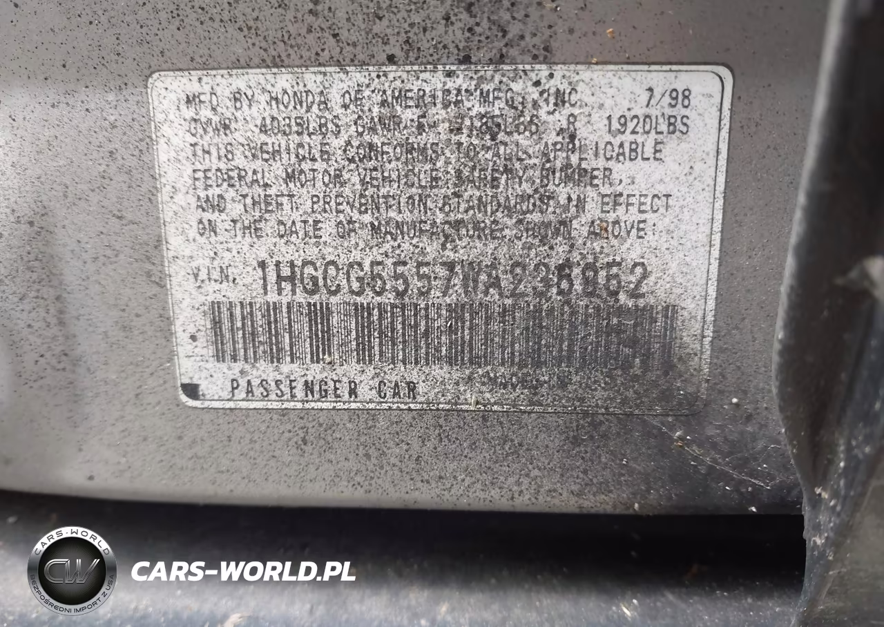 1998 Honda Accord Ex VIN:1HGCG5557WA236952 - 9