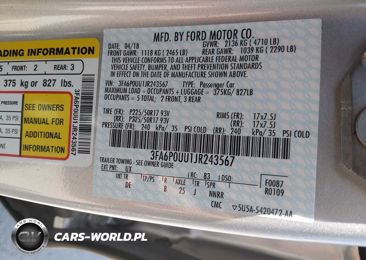 2018 Ford Fusion Hybrid S VIN:3FA6P0UU1JR243567 - 9