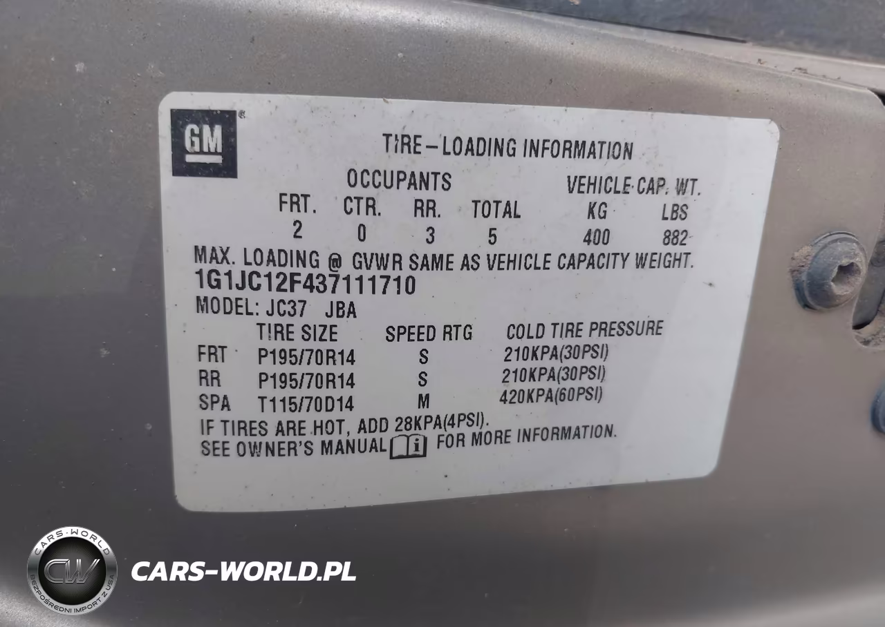 2003 Chevrolet Cavalier VIN:1G1JC12F437111710 - 9