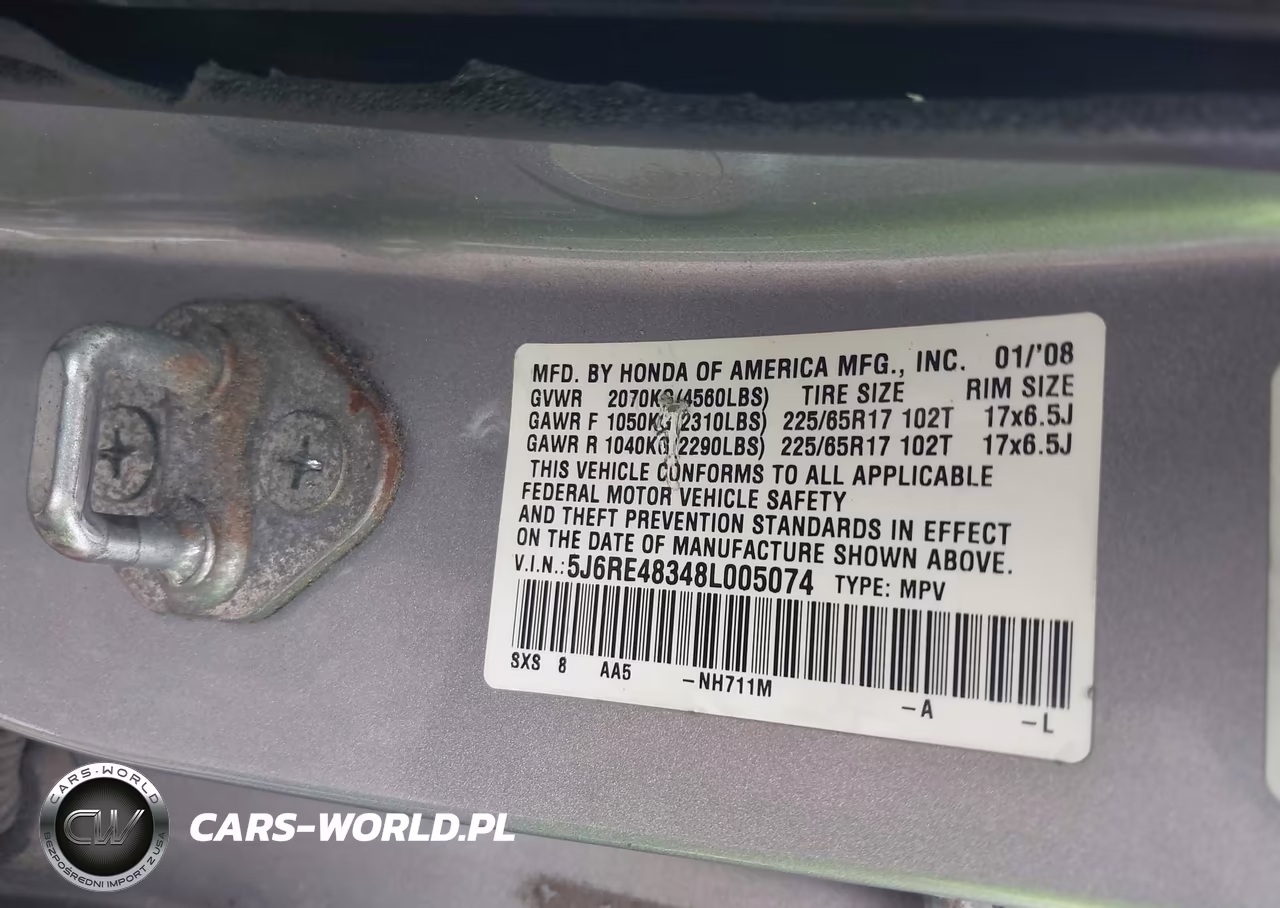 2008 Honda Cr-V Lx VIN:5J6RE48348L005074 - 9