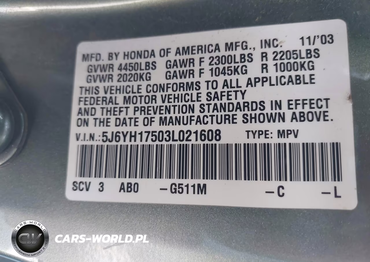 2003 Honda Element Ex VIN:5J6YH17503L021608 - 9