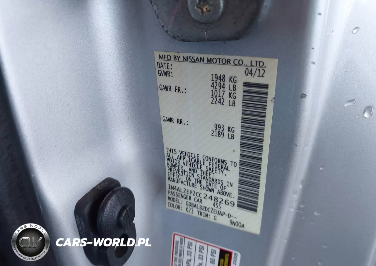 2012 Nissan Altima 2.5 S VIN:1N4AL2EP2CC248269 - 9