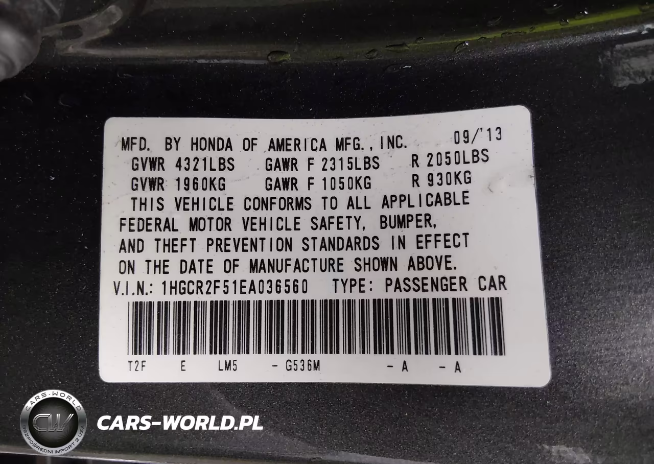 2014 Honda Accord Sport VIN:1HGCR2F51EA036560 - 9