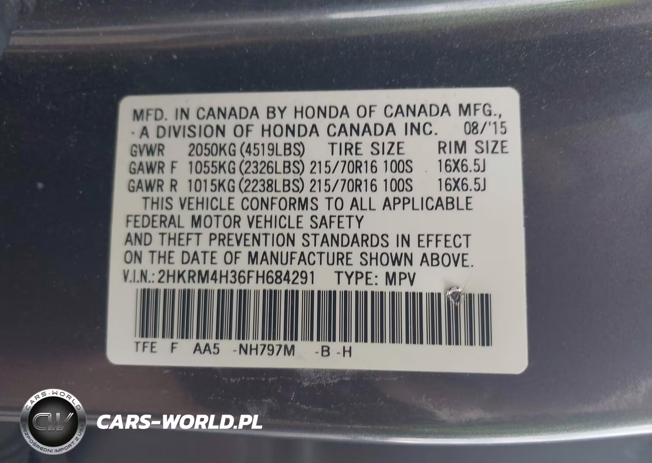 2015 Honda Cr-V Lx VIN:2HKRM4H36FH684291 - 9