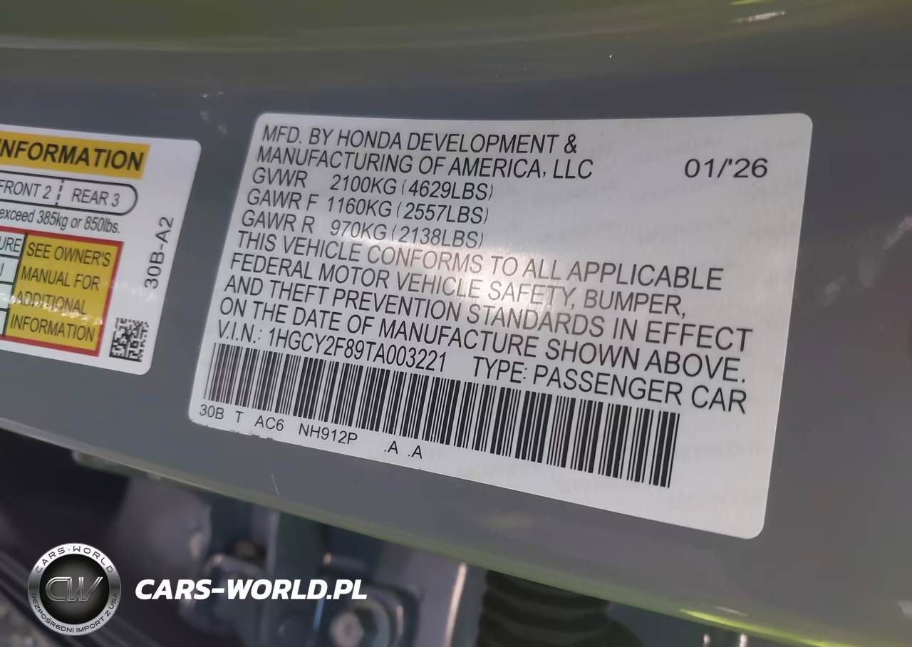2026 Honda Accord Hybrid Touring VIN:1HGCY2F89TA003221 - 9