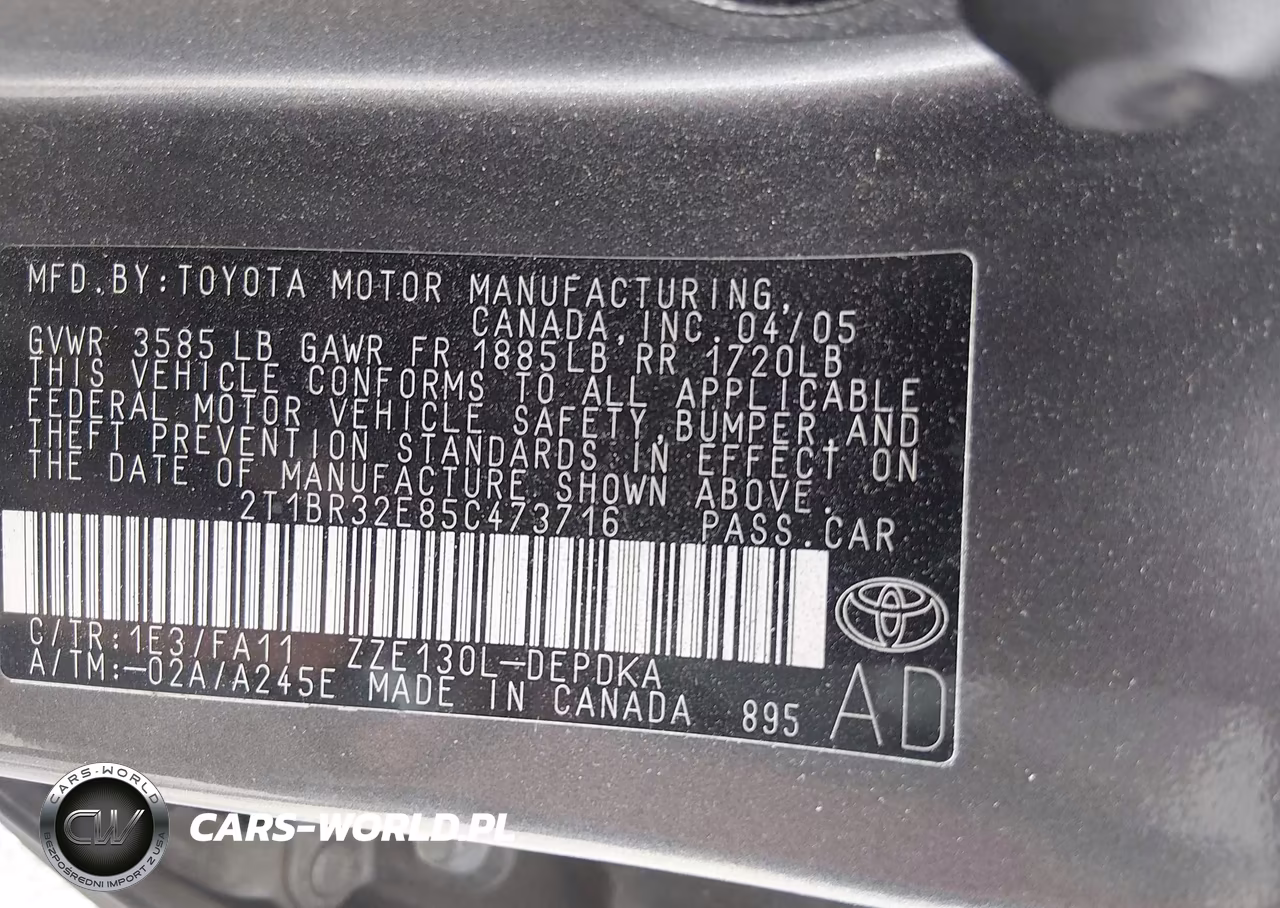 2005 Toyota Corolla Ce VIN:2T1BR32E85C473716 - 9