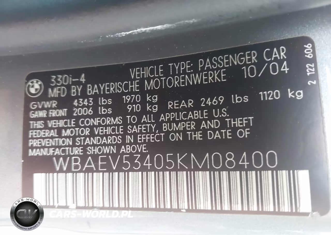 2005 BMW 330I VIN:WBAEV53405KM08400 - 9