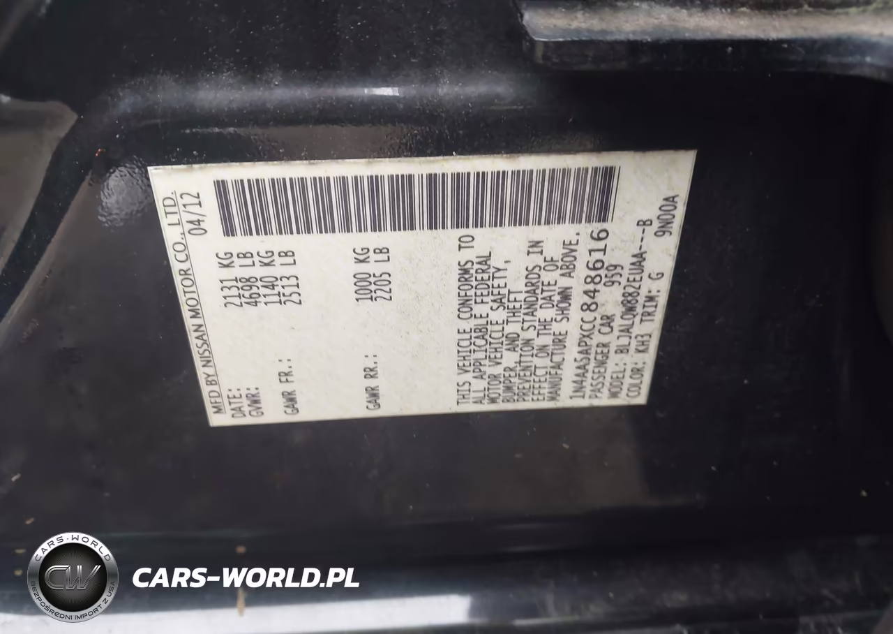 2012 Nissan Maxima 3.5 S VIN:1N4AA5APXCC848616 - 9