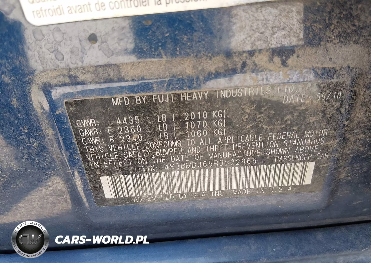 2011 Subaru Legacy 2.5I Limited VIN:4S3BMBJ65B3222966 - 9