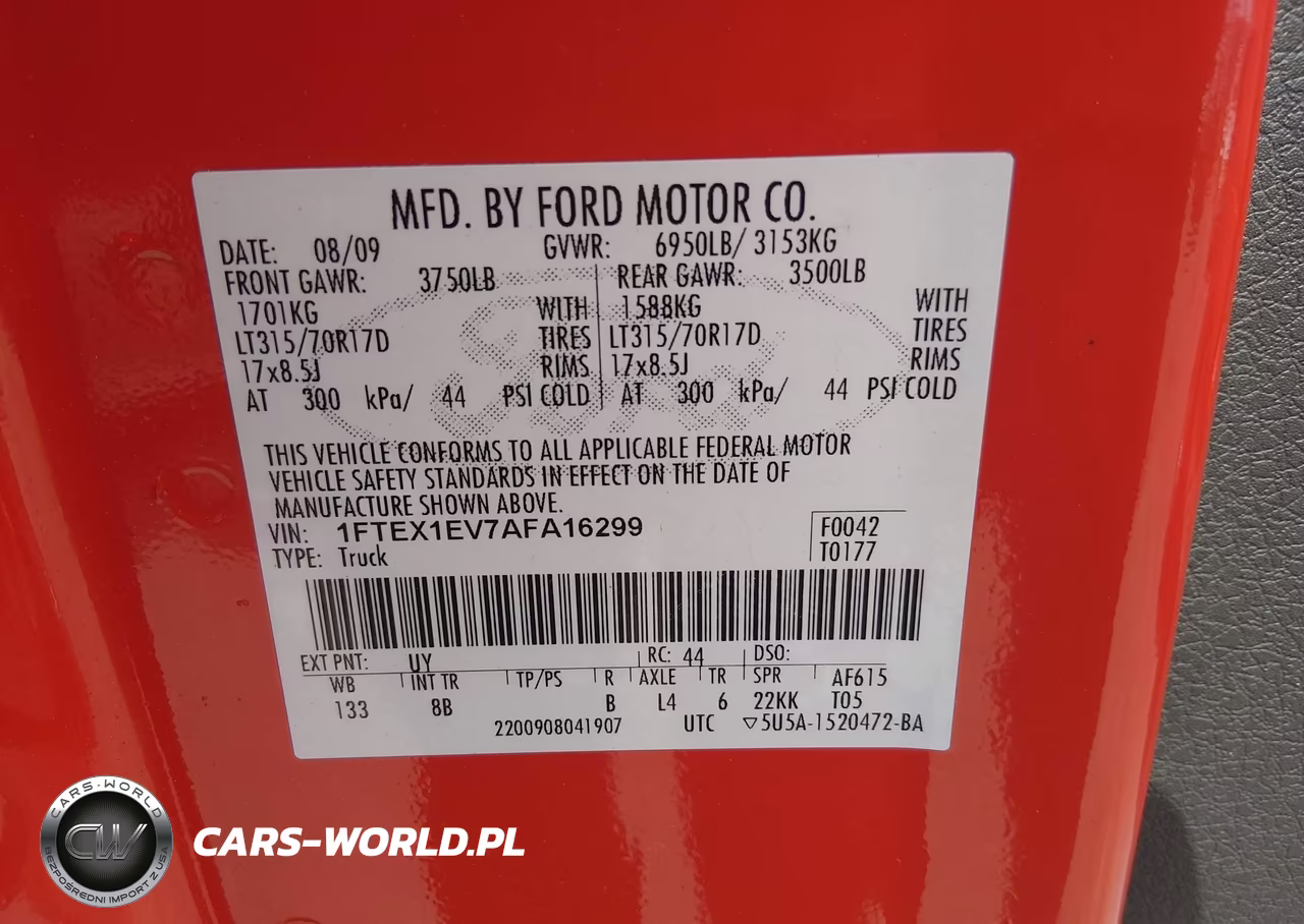 2010 Ford F-150 Svt Raptor VIN:1FTEX1EV7AFA16299 - 9