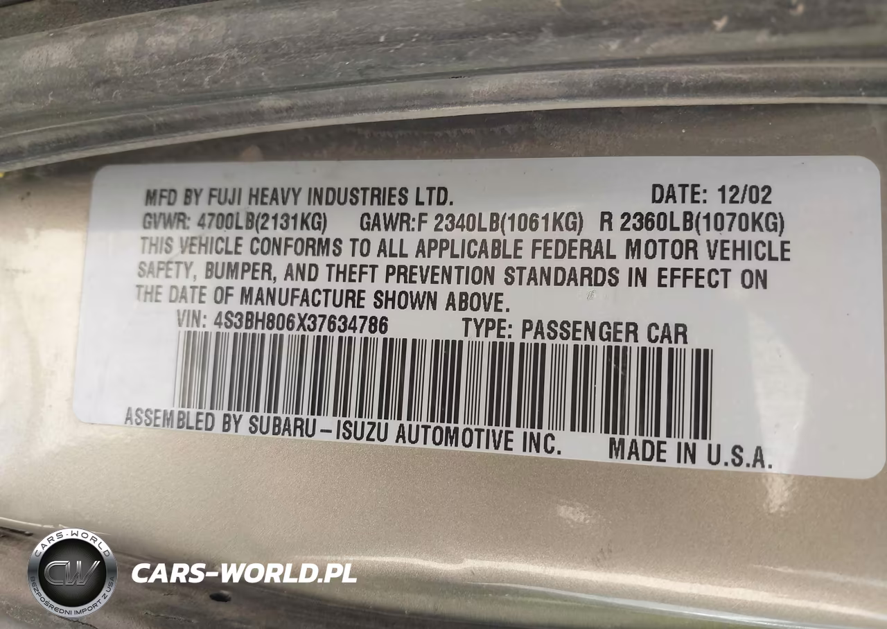 2003 Subaru Outback H6-3.0 L.l. Bean Edition VIN:4S3BH806X37634786 - 9