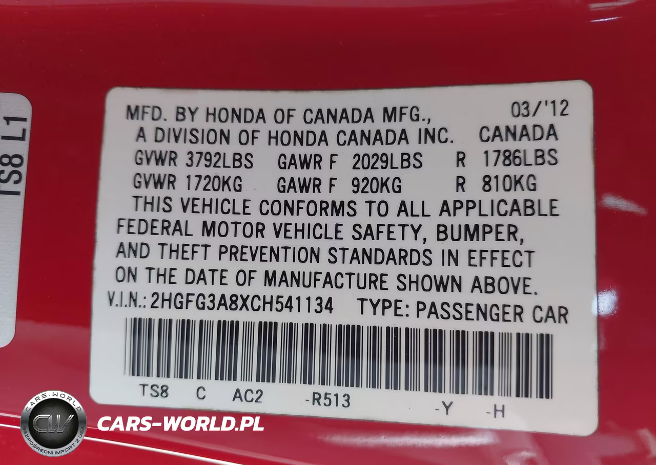 2012 Honda Civic Ex VIN:2HGFG3A8XCH541134 - 9