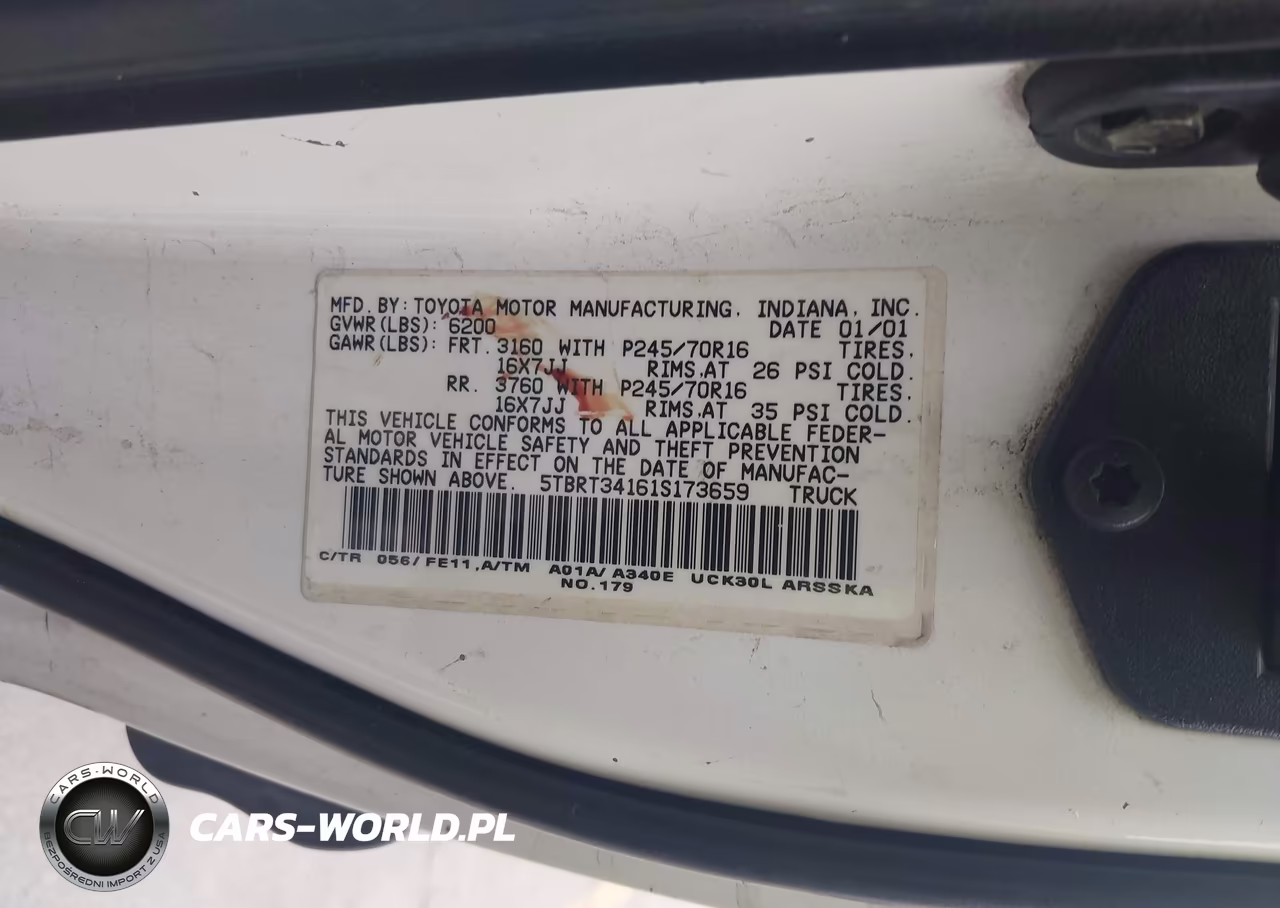2001 Toyota Tundra Sr5 V8 VIN:5TBRT34161S173659 - 9