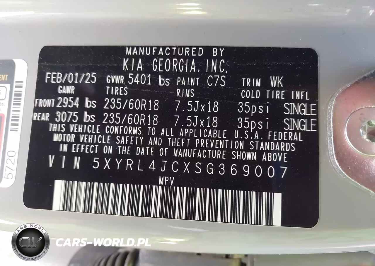 2025 Kia Sorento S VIN:5XYRL4JCXSG369007 - 9