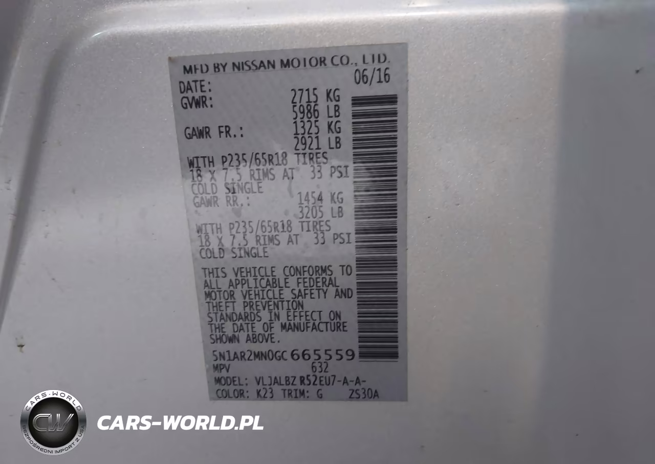 2016 Nissan Pathfinder S VIN:5N1AR2MN0GC665559 - 9