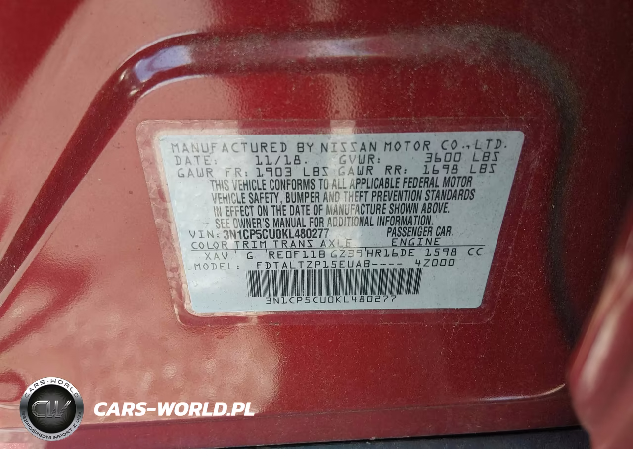 2019 Nissan Kicks Sr VIN:3N1CP5CU0KL480277 - 9