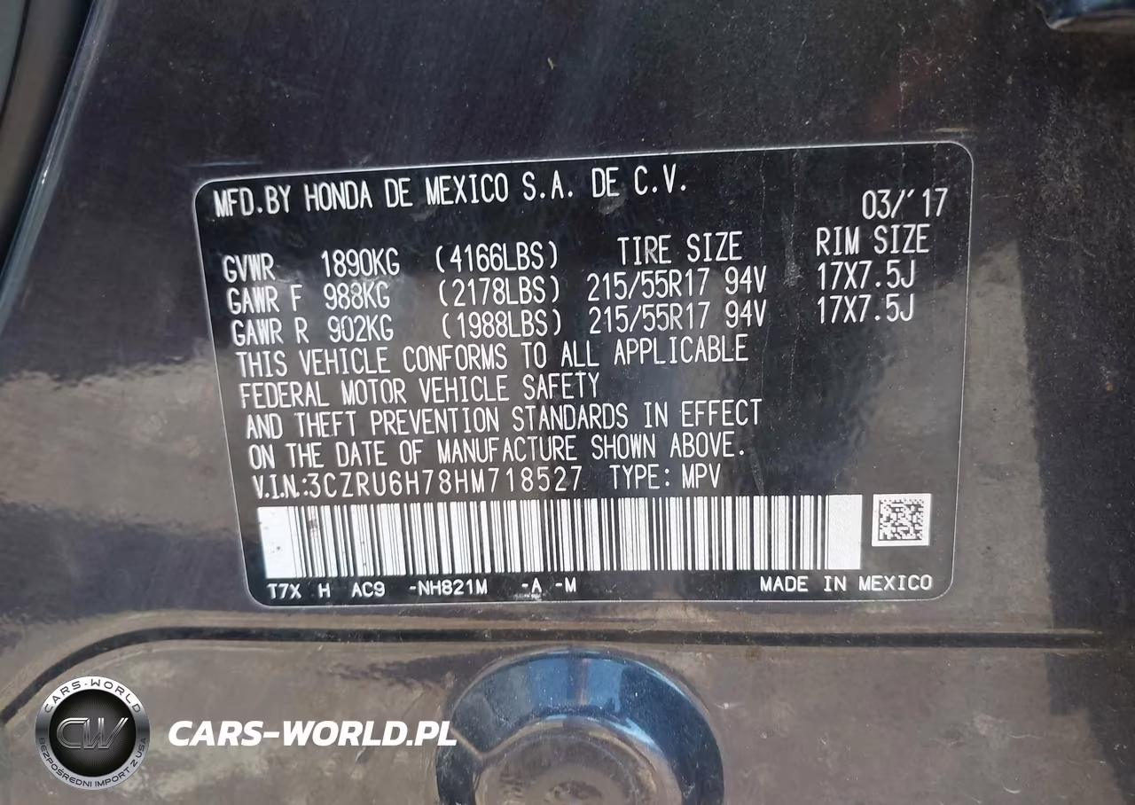 2017 Honda Hr-V Ex-L VIN:3CZRU6H78HM718527 - 9