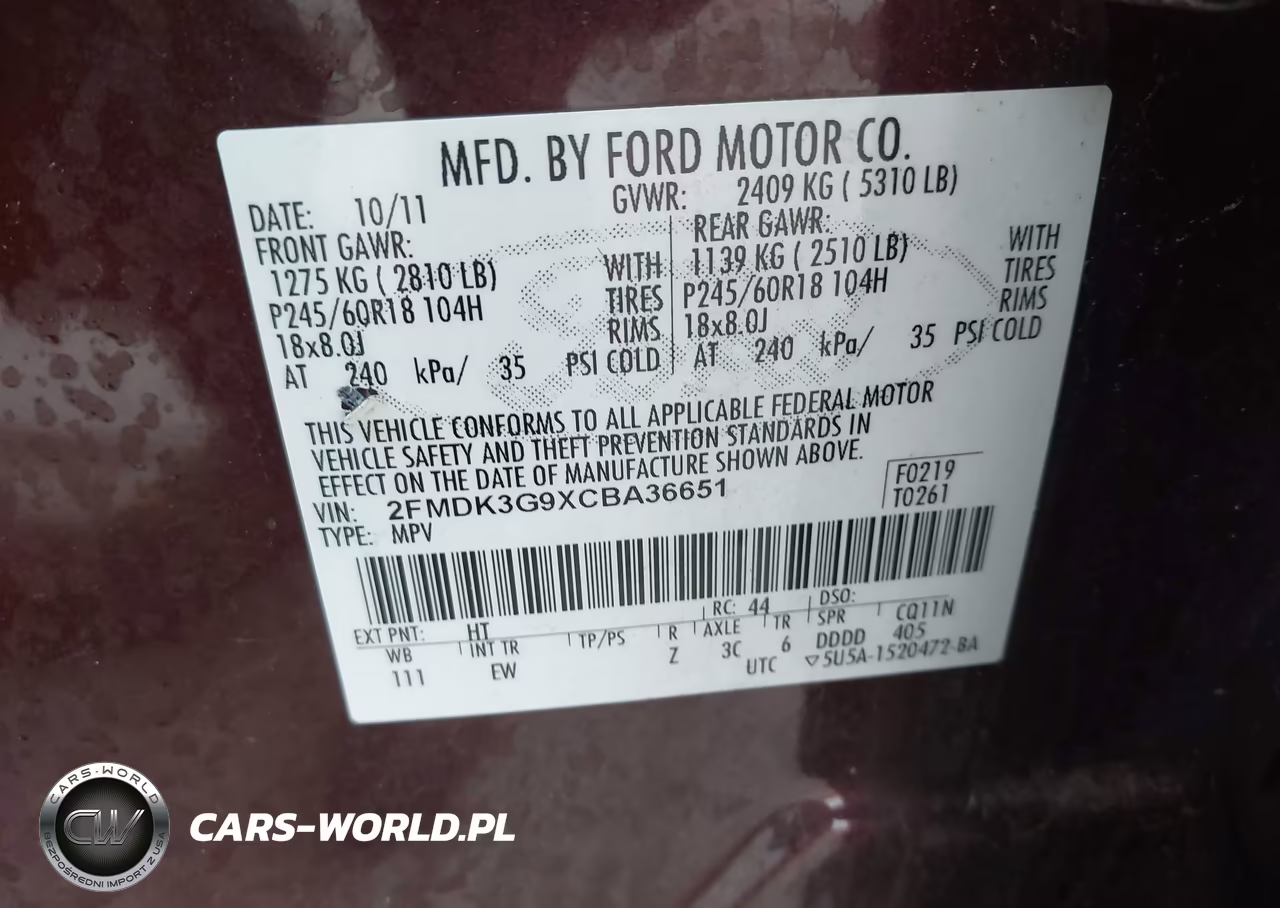 2012 Ford Edge Se VIN:2FMDK3G9XCBA36651 - 9