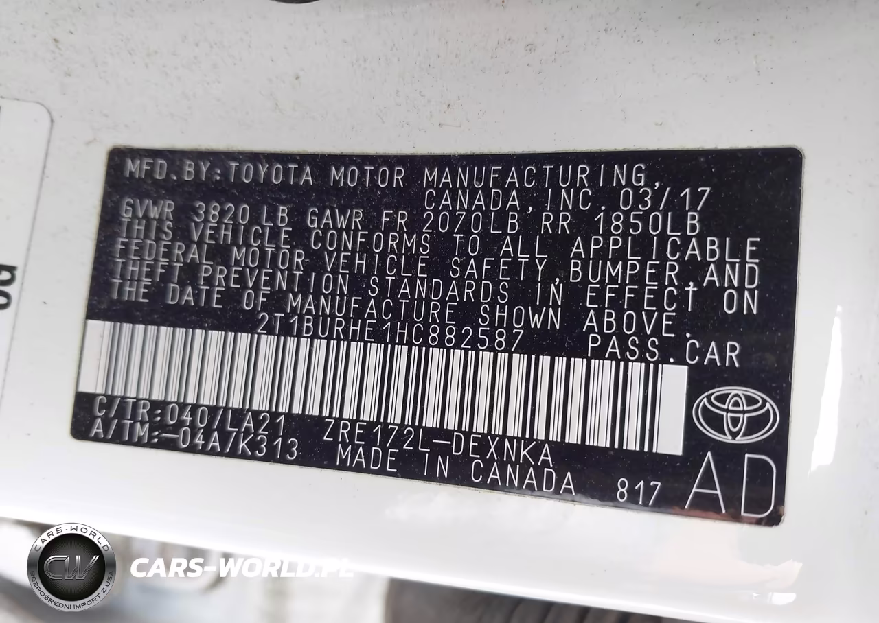 2017 Toyota Corolla Xle VIN:2T1BURHE1HC882587 - 9