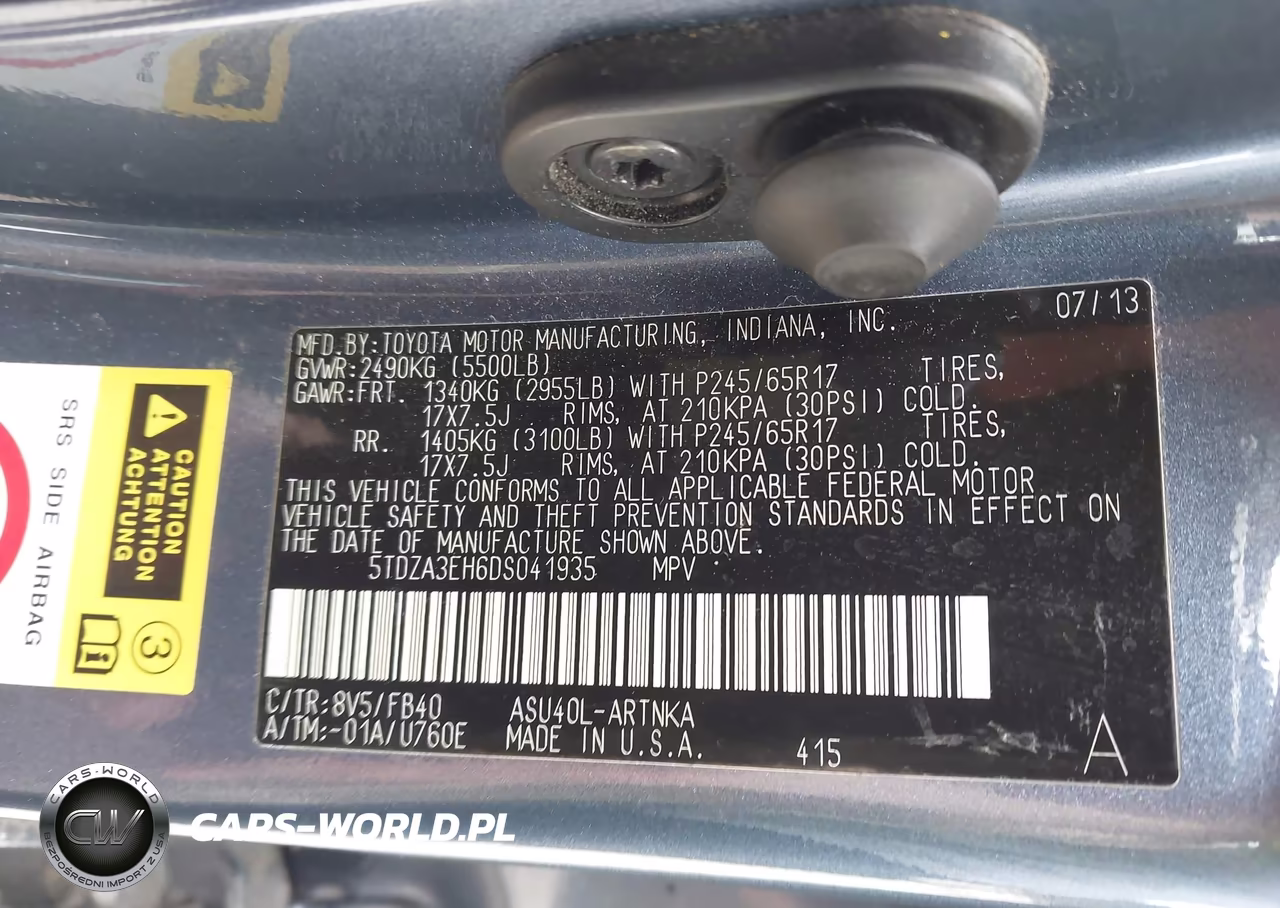 2013 Toyota Highlander VIN:5TDZA3EH6DS041935 - 9