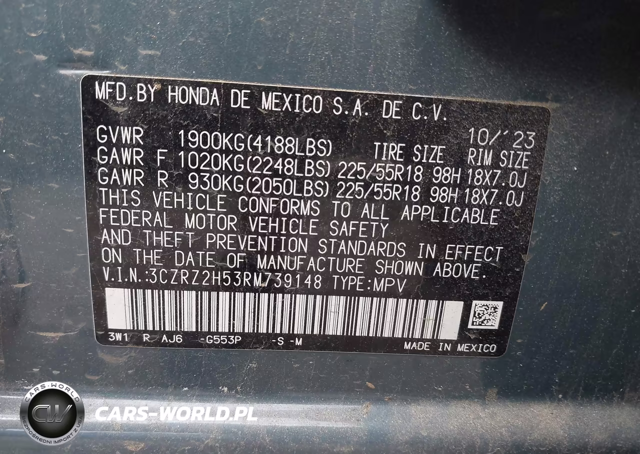 2024 Honda Hr-V Awd Sport-Awd Sport W-O Bsi VIN:3CZRZ2H53RM739148 - 9