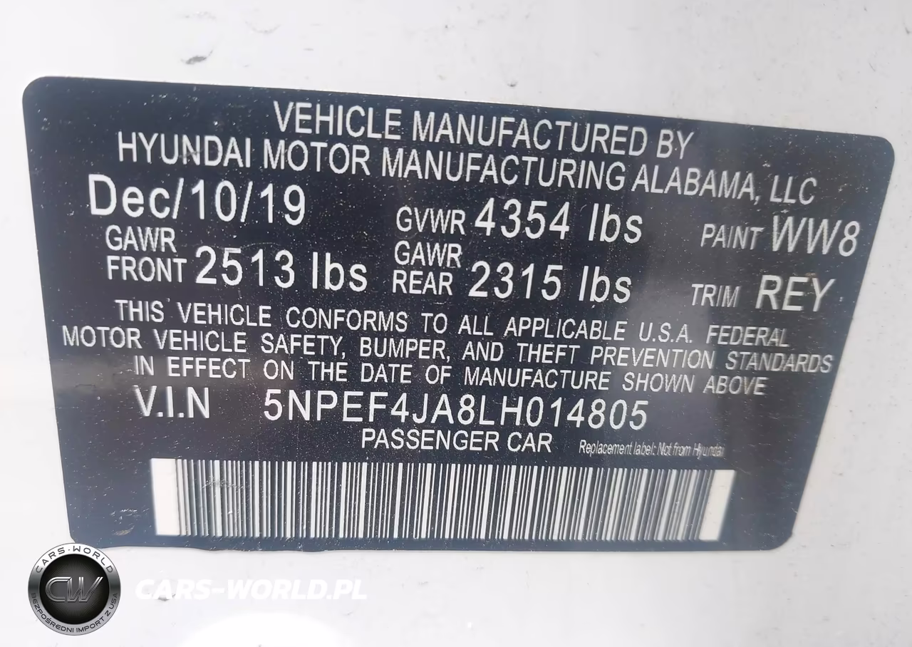 2020 Hyundai Sonata Sel VIN:5NPEF4JA8LH014805 - 9