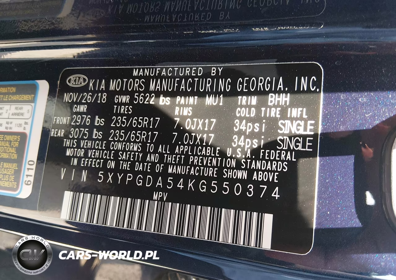 2019 Kia Sorento 3.3L Lx VIN:5XYPGDA54KG550374 - 9