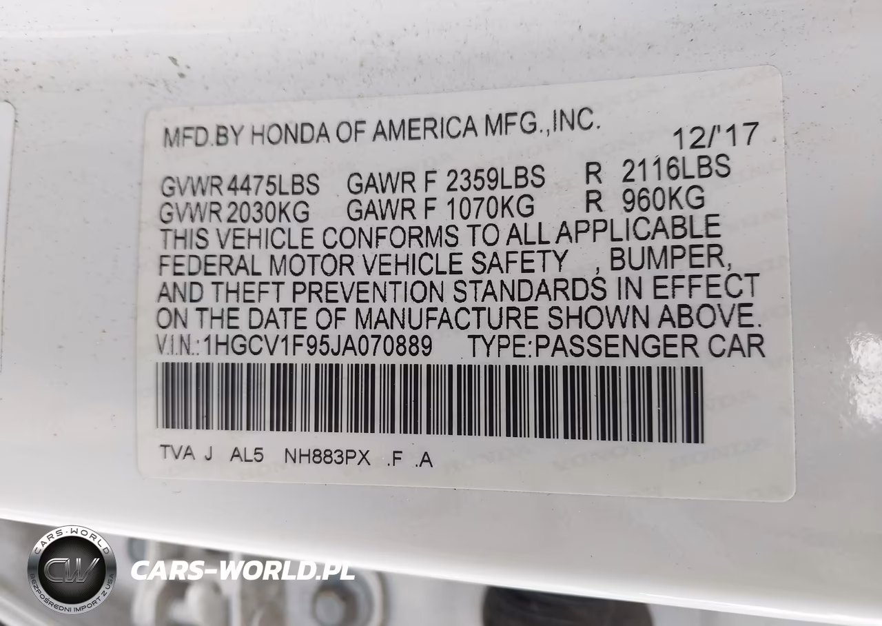 2018 Honda Accord Touring VIN:1HGCV1F95JA070889 - 9
