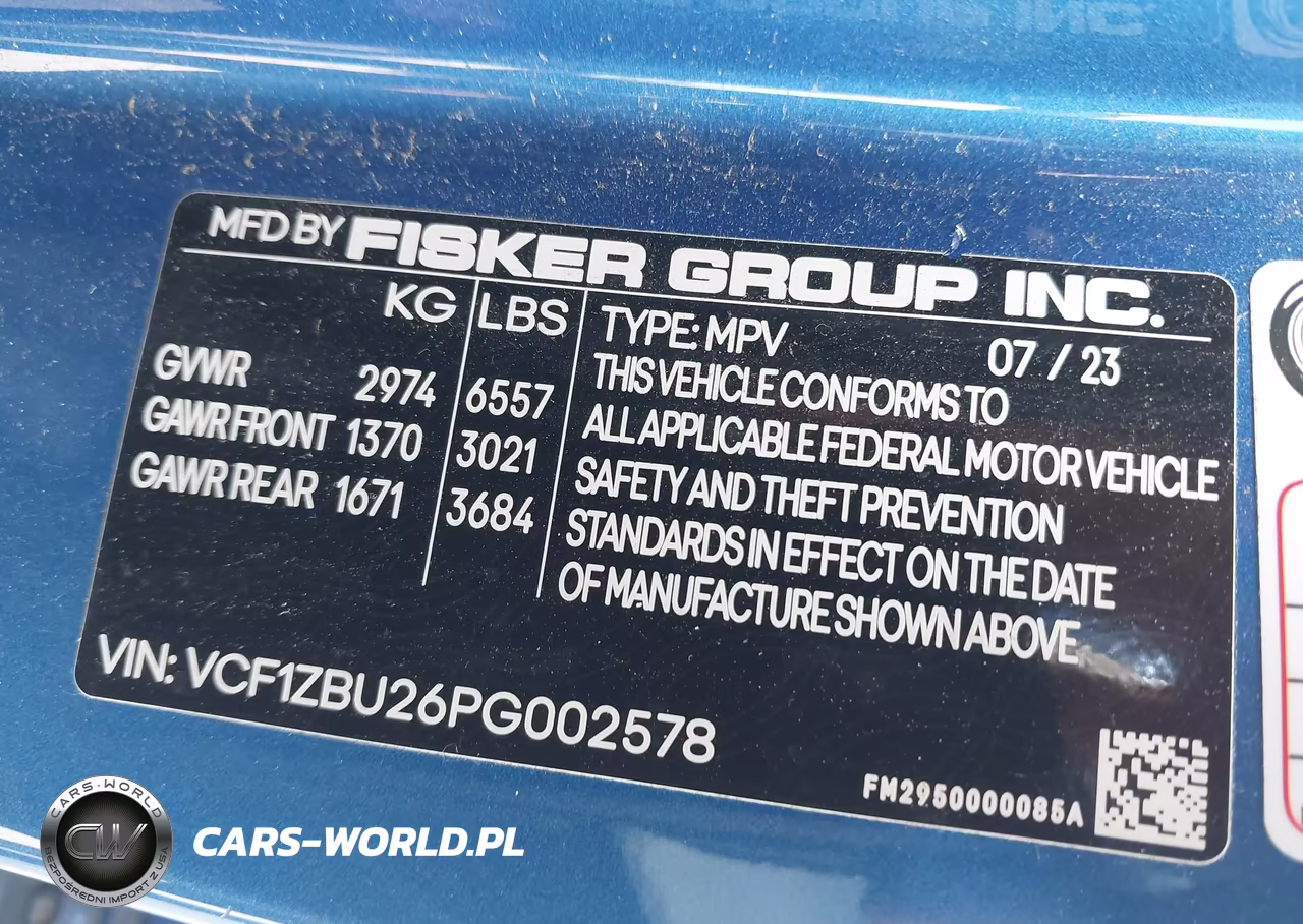 2023 Fisker Ocean One VIN:VCF1ZBU26PG002578 - 9