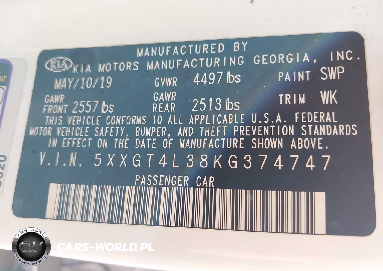 2019 Kia Optima S VIN:5XXGT4L38KG374747 - 9