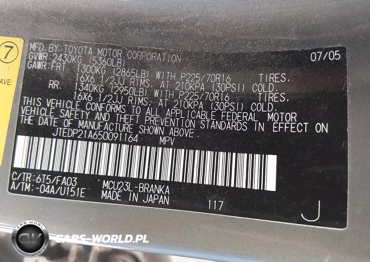 2005 Toyota Highlander V6 VIN:JTEDP21A650091164 - 9