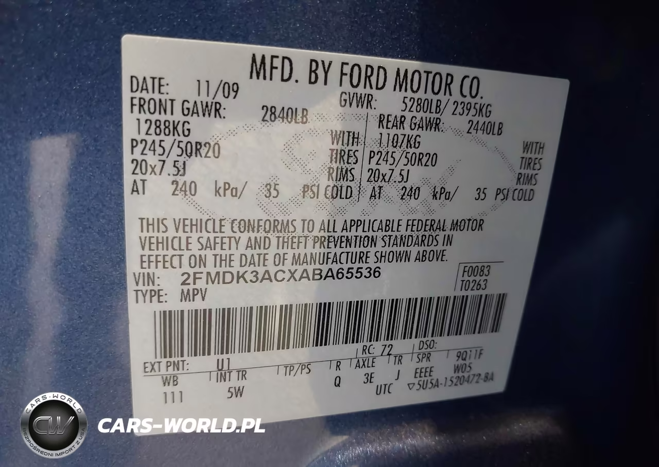 2010 Ford Edge Sport VIN:2FMDK3ACXABA65536 - 9