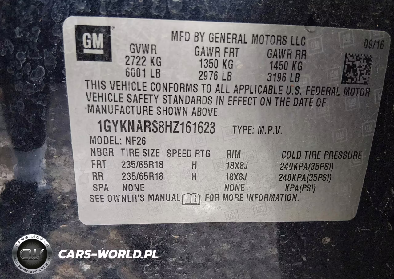 2017 Cadillac Xt5 Standard VIN:1GYKNARS8HZ161623 - 9