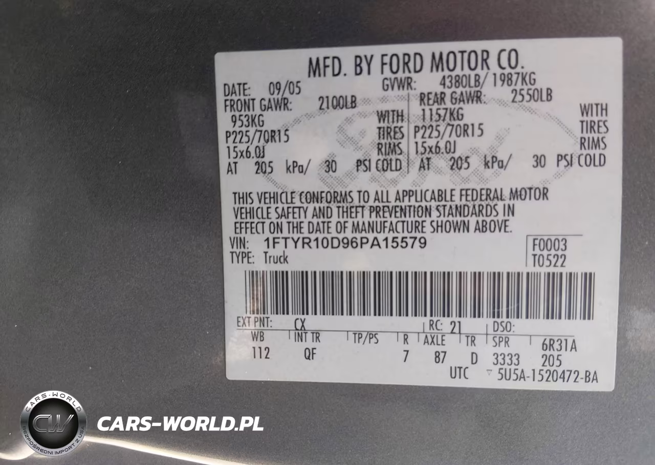 2006 Ford Ranger Xl-Xlt VIN:1FTYR10D96PA15579 - 9