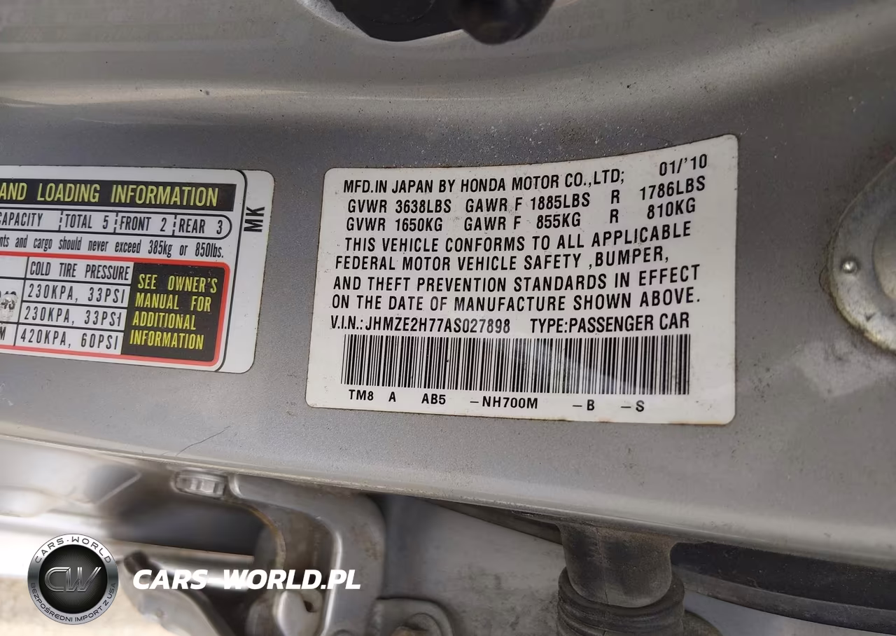 2010 Honda Insight Ex VIN:JHMZE2H77AS027898 - 9