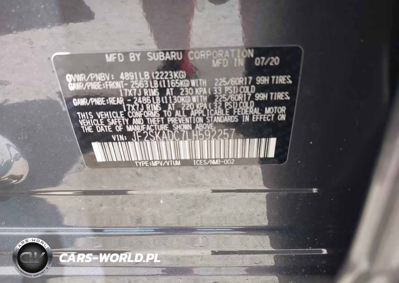 2020 Subaru Forester VIN:JF2SKADC7LH592257 - 9