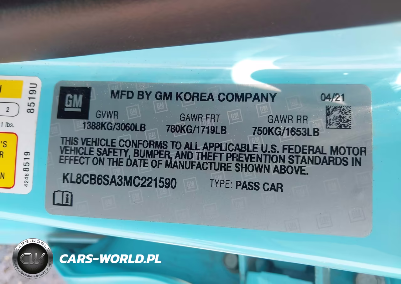 2021 Chevrolet Spark Fwd Ls Automatic VIN:KL8CB6SA3MC221590 - 9