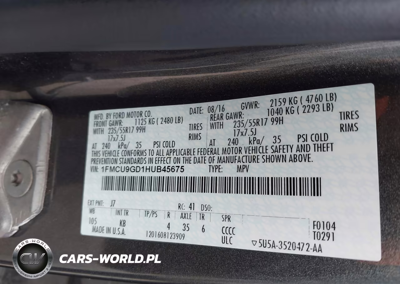 2017 Ford Escape Se VIN:1FMCU9GD1HUB45675 - 9