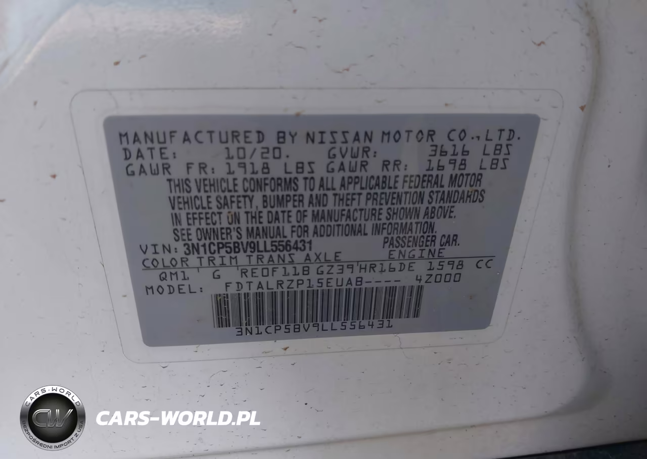 2020 Nissan Kicks S Xtronic Cvt VIN:3N1CP5BV9LL556431 - 9